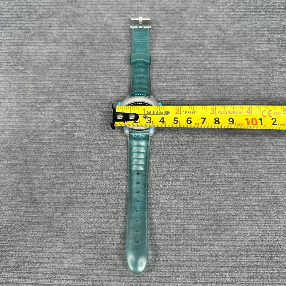 Vintage Timex TMX Digital Watch Translucent Teal Blue Y2K Sport 777 Water Resist